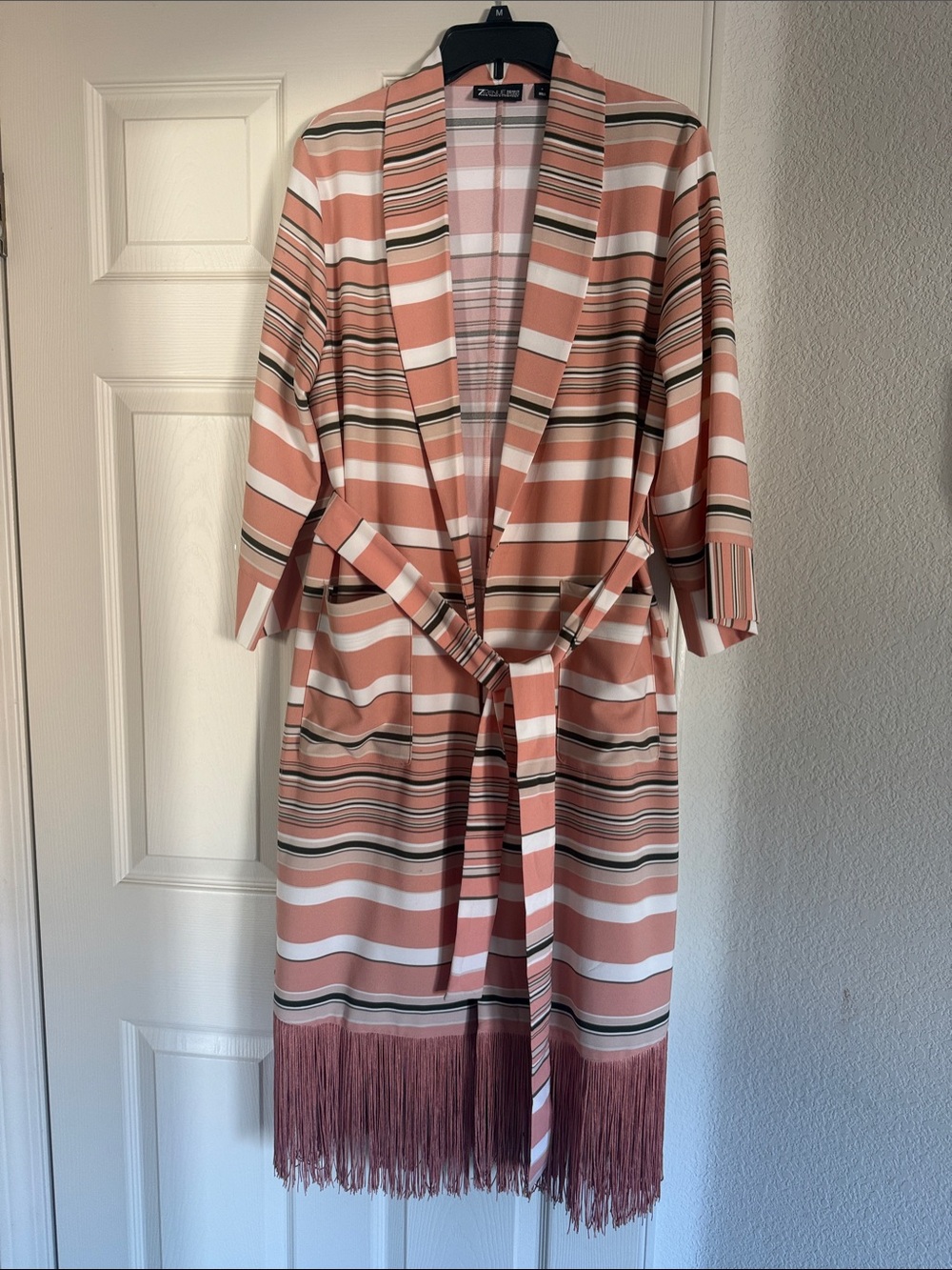Striped Pink & White Fringe Jacket